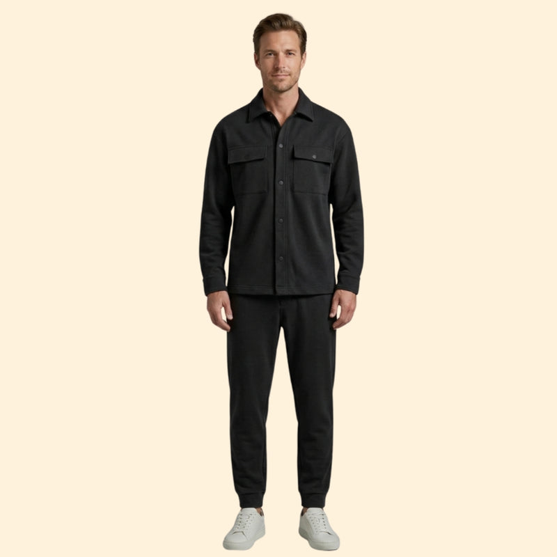 Men’s Casual Set with Front Button Detail