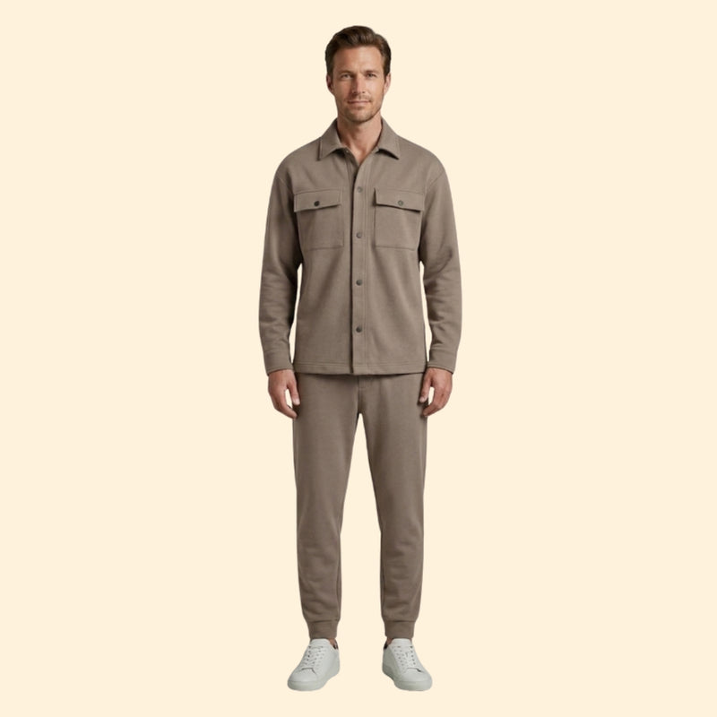 Men’s Casual Set with Front Button Detail