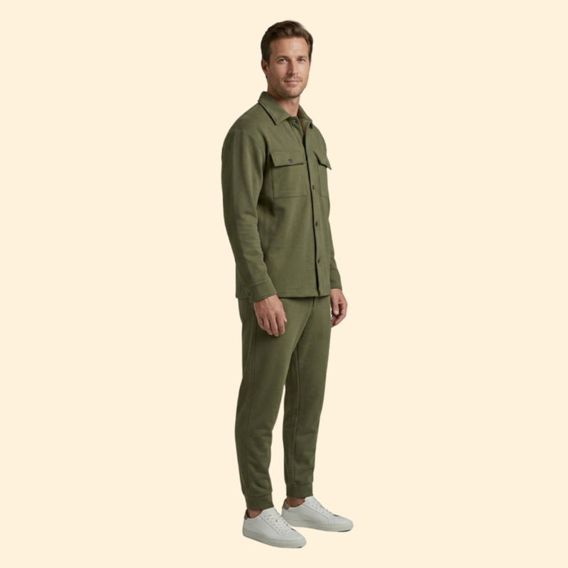 Men’s Casual Set with Front Button Detail