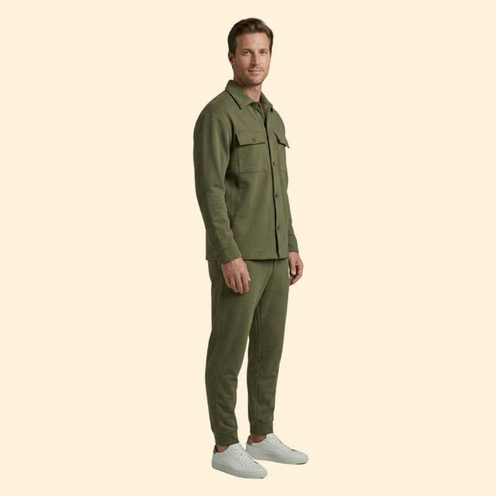 Men’s Casual Set with Front Button Detail