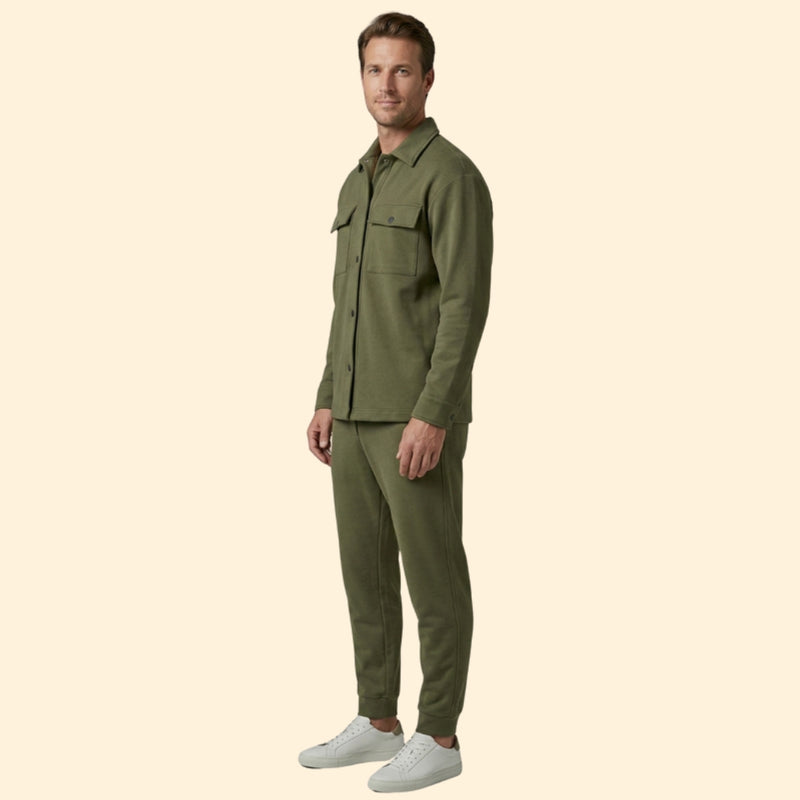 Men’s Casual Set with Front Button Detail