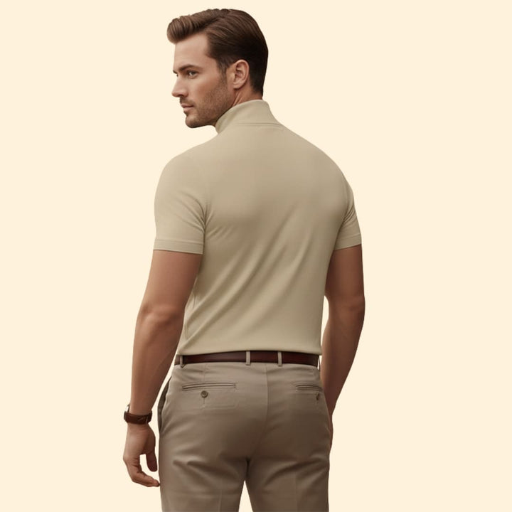 Men’s Casual T-Shirt with Mock Neck Detail