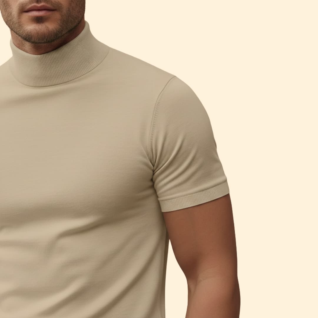 Men’s Casual T-Shirt with Mock Neck Detail