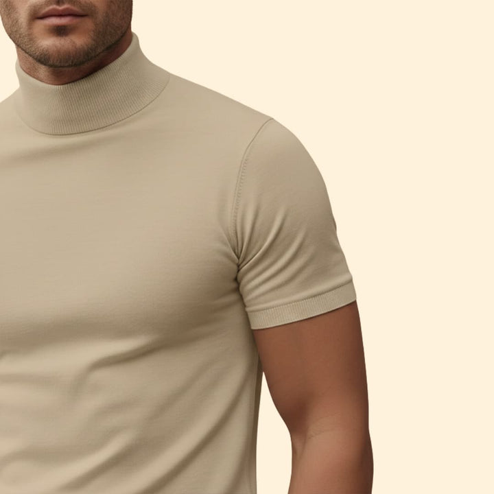 Men’s Casual T-Shirt with Mock Neck Detail