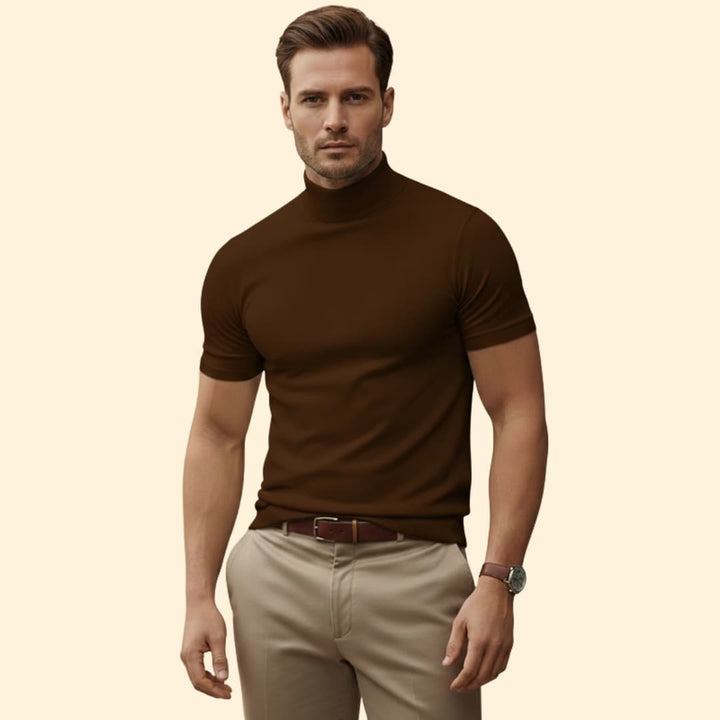 Men’s Casual T-Shirt with Mock Neck Detail