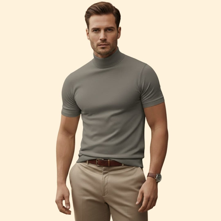 Men’s Casual T-Shirt with Mock Neck Detail