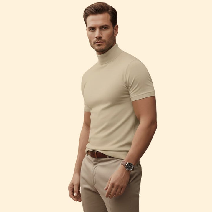 Men’s Casual T-Shirt with Mock Neck Detail