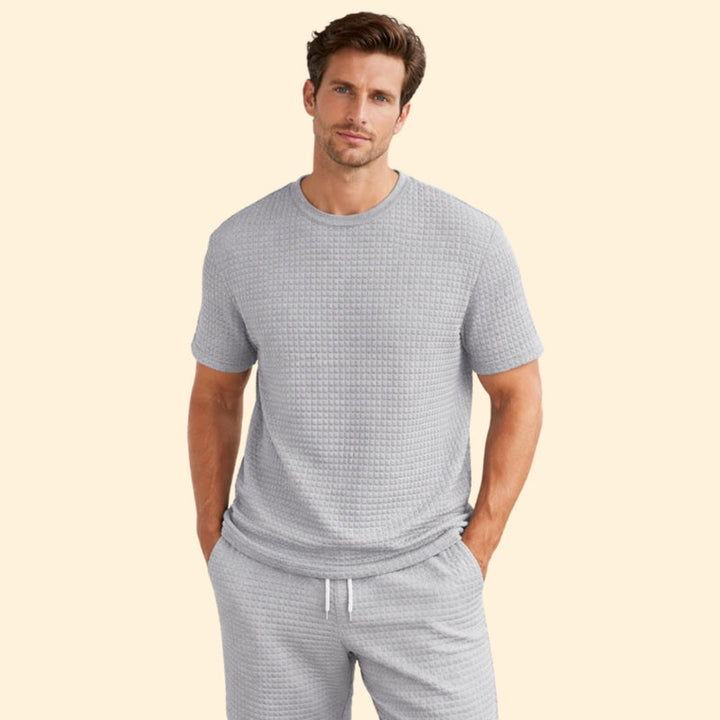 Men’s Casual Textured T-Shirt with Crew Neck