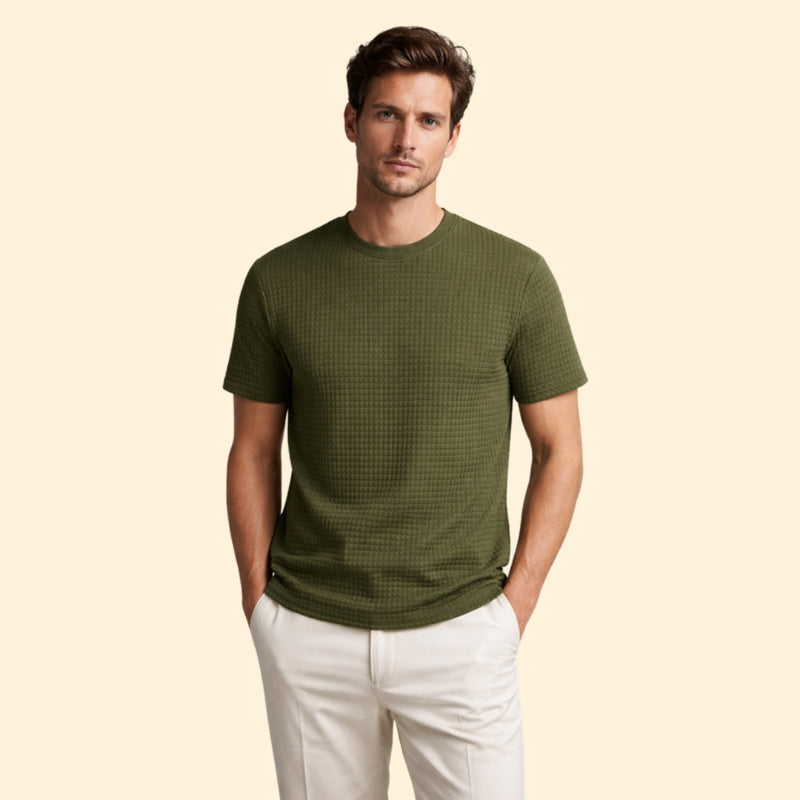 Men’s Casual Textured T-Shirt with Crew Neck