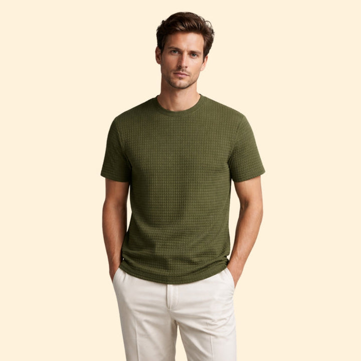 Men’s Casual Textured T-Shirt with Crew Neck