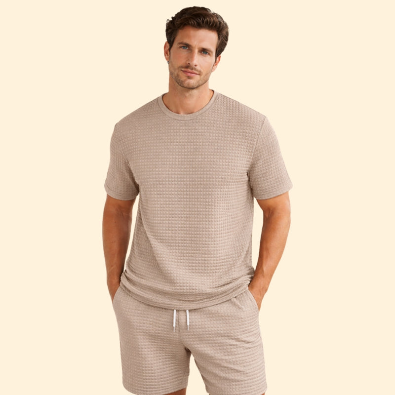 Men’s Casual Textured T-Shirt with Crew Neck