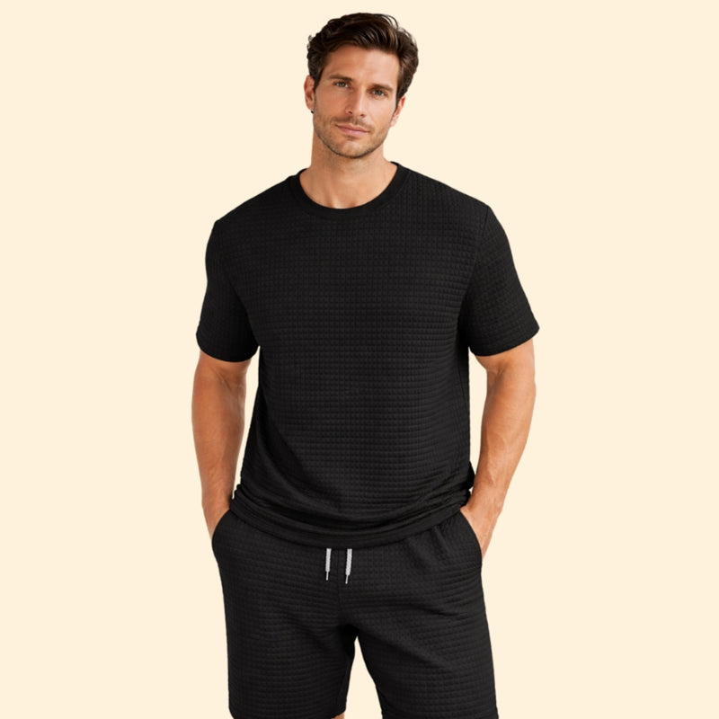 Men’s Casual Textured T-Shirt with Crew Neck