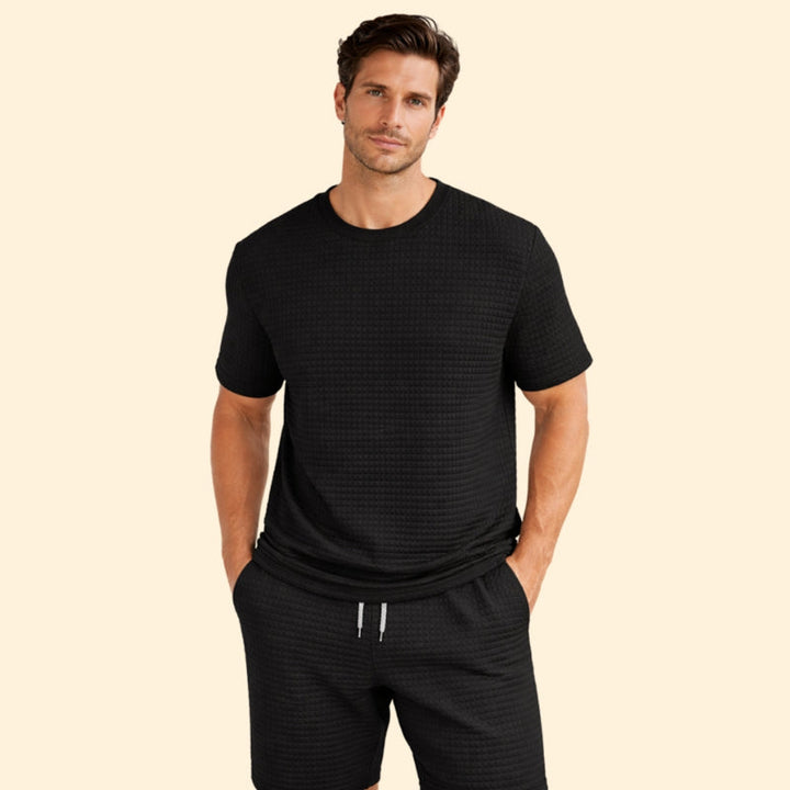 Men’s Casual Textured T-Shirt with Crew Neck