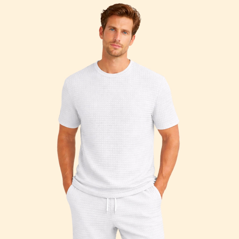 Men’s Casual Textured T-Shirt with Crew Neck