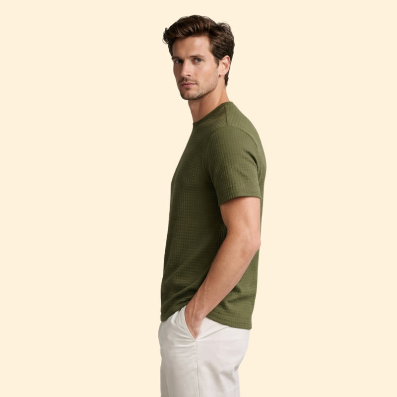 Men’s Casual Textured T-Shirt with Crew Neck