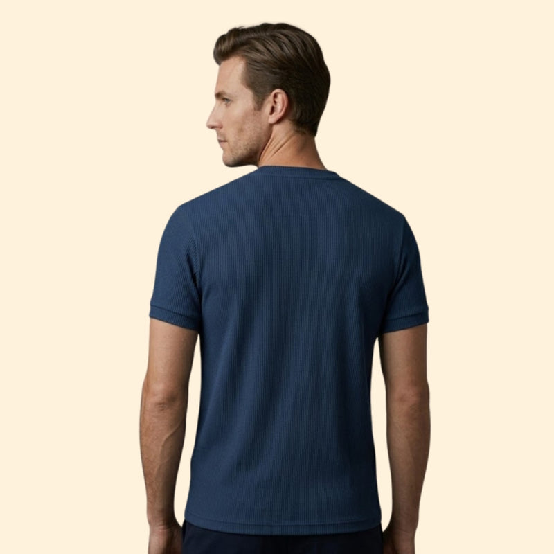 Men’s Casual V-Neck T-Shirt with Ribbing