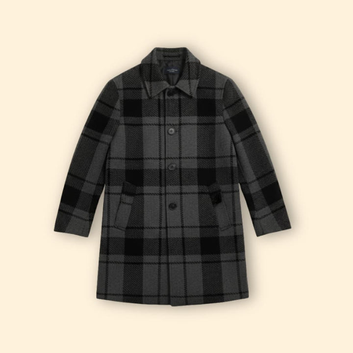 Men’s Coat with Plaid Pattern Design