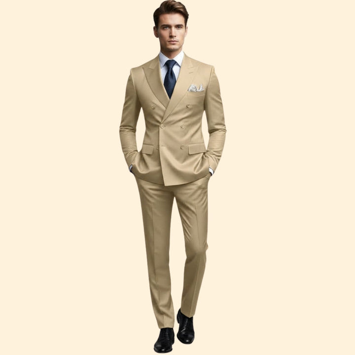 Men’s Double-Breasted Suit with Peak Lapel