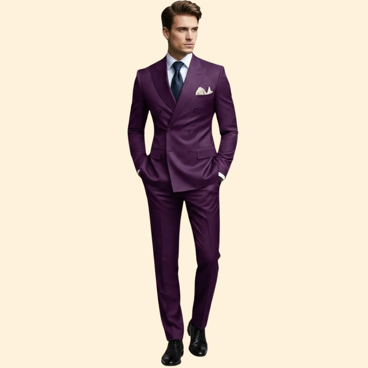 Men’s Double-Breasted Suit with Peak Lapel