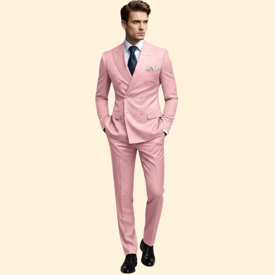 Men’s Double-Breasted Suit with Peak Lapel