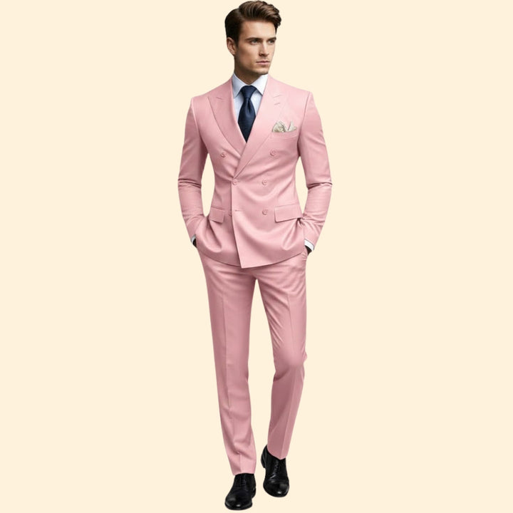 Men’s Double-Breasted Suit with Peak Lapel