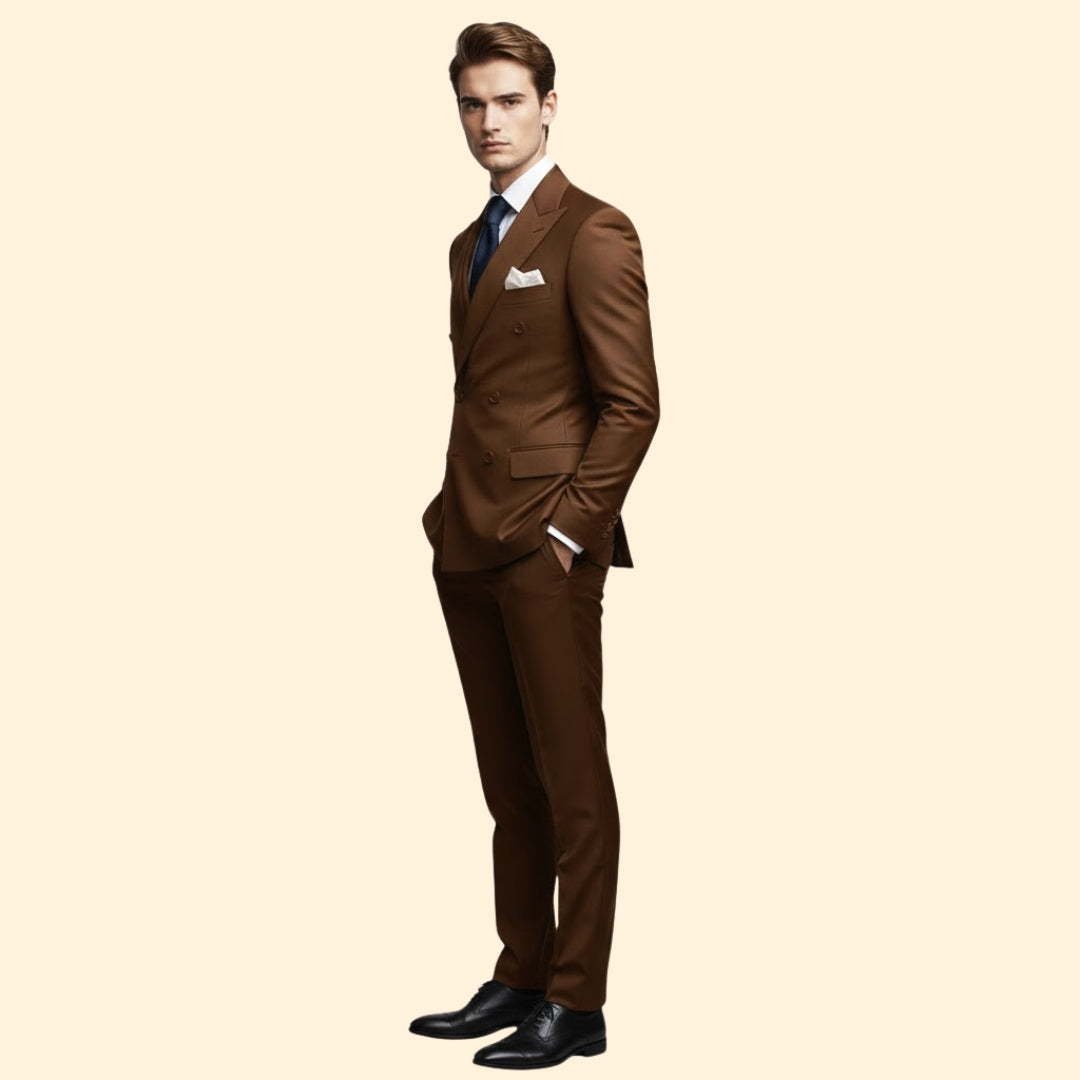 Men’s Double-Breasted Suit with Peak Lapel