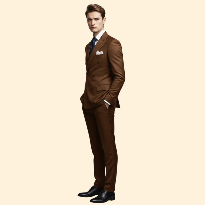 Men’s Double-Breasted Suit with Peak Lapel