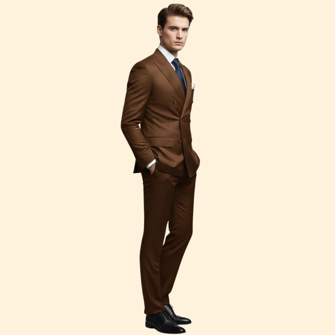 Men’s Double-Breasted Suit with Peak Lapel