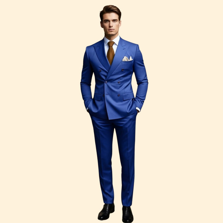 Men’s Double-Breasted Suit with Peak Lapel