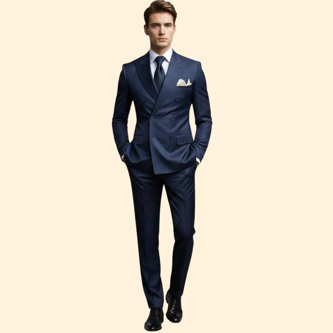 Men’s Double-Breasted Suit with Peak Lapel