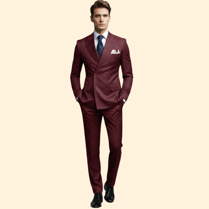 Men’s Double-Breasted Suit with Peak Lapel