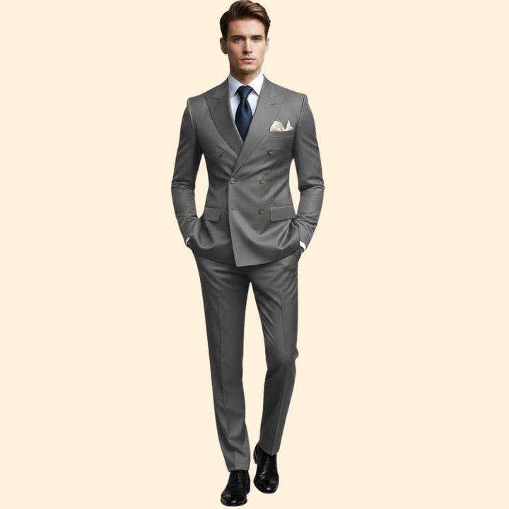 Men’s Double-Breasted Suit with Peak Lapel