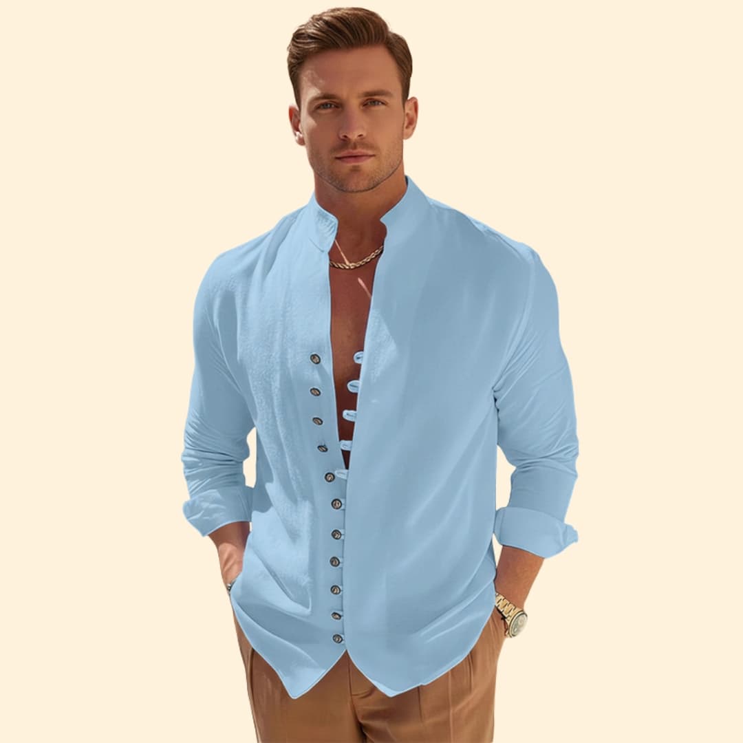 Men’s Elegant Shirt with Unique Front Design