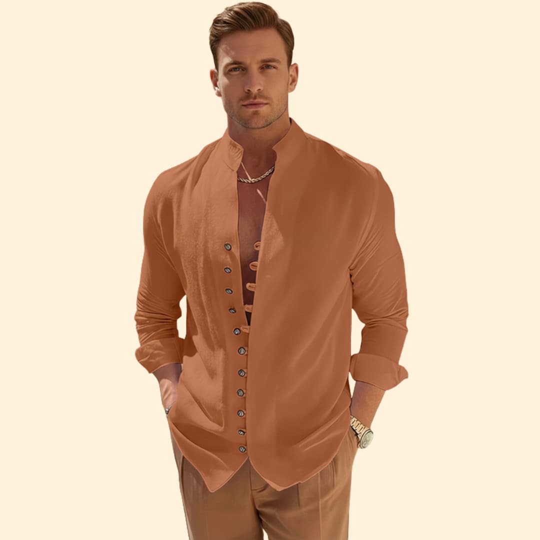 Men’s Elegant Shirt with Unique Front Design