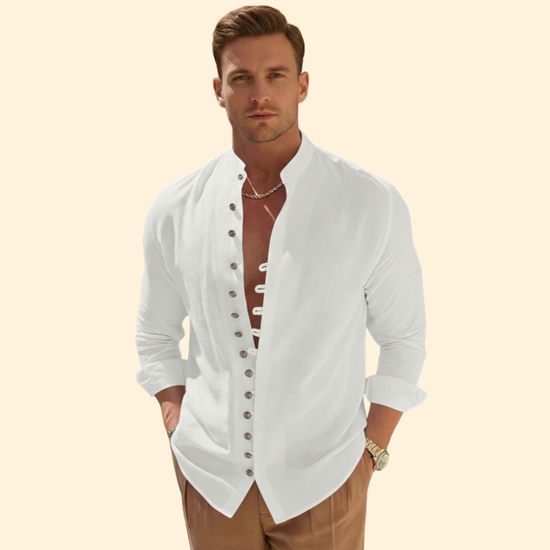 Men’s Elegant Shirt with Unique Front Design