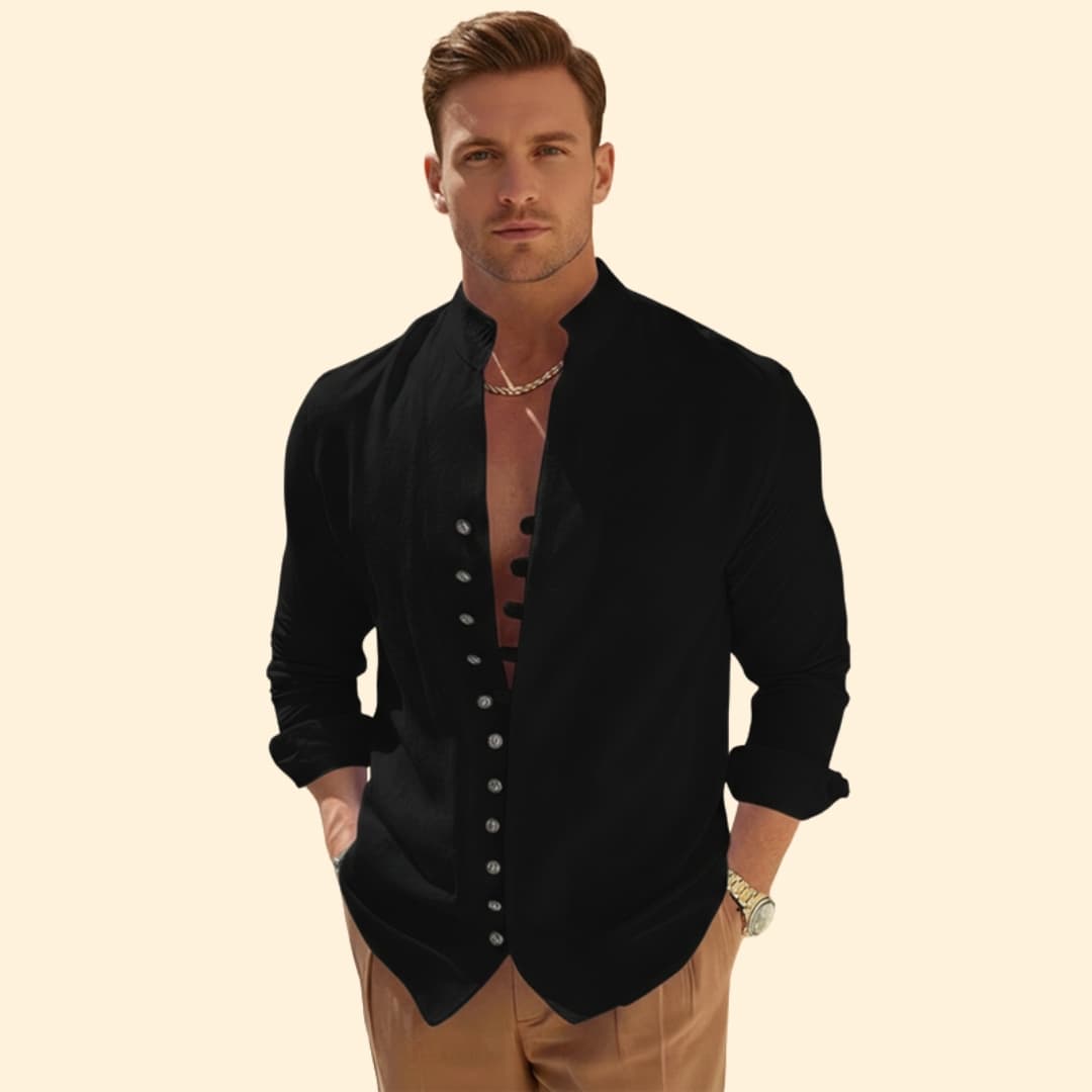 Men’s Elegant Shirt with Unique Front Design