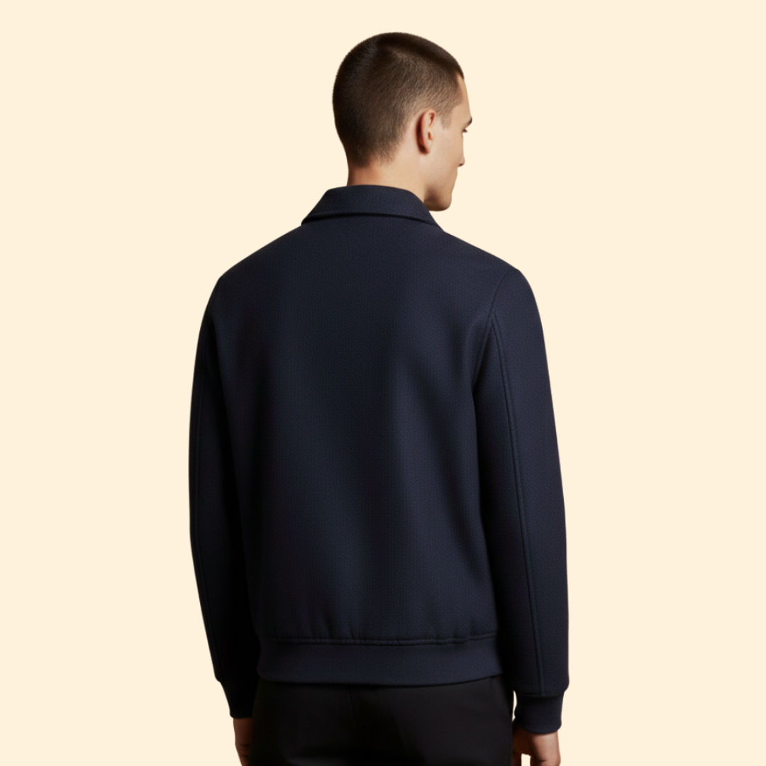 Men’s Fashion Bomber Jacket with Pointed Collar Design