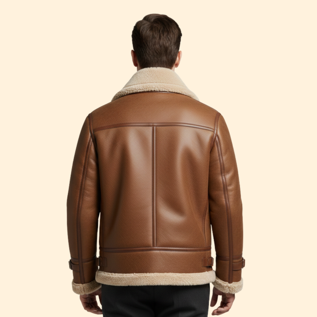 Men’s Flight Jacket with Sheepskin-Style Collar