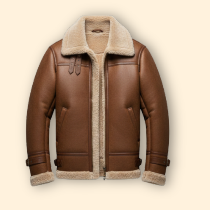 Men’s Flight Jacket with Sheepskin-Style Collar