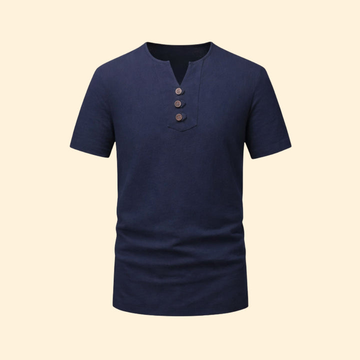 Men’s Henley T-Shirt with Three-Button Closure