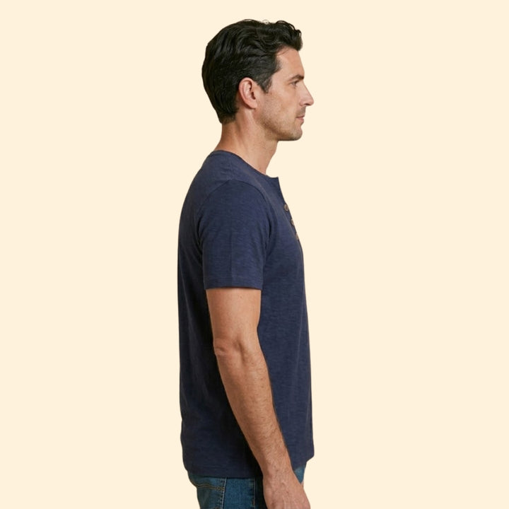 Men’s Henley T-Shirt with Three-Button Closure