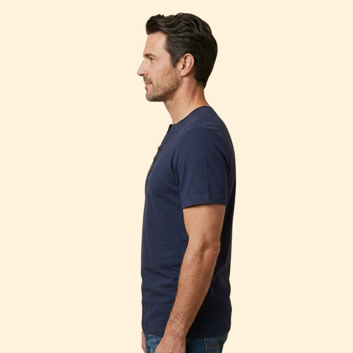 Men’s Henley T-Shirt with Three-Button Closure