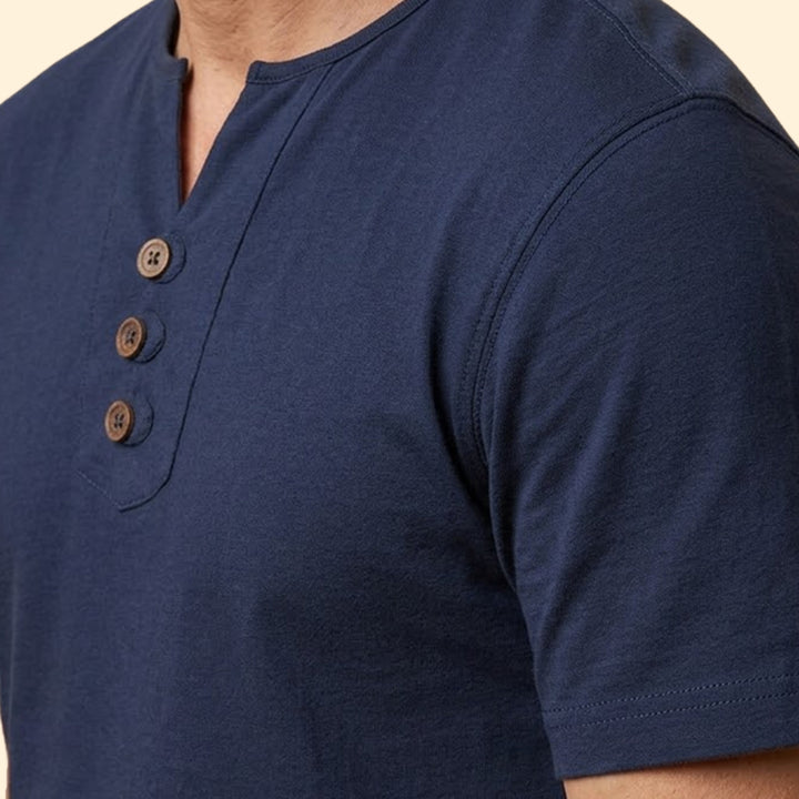 Men’s Henley T-Shirt with Three-Button Closure