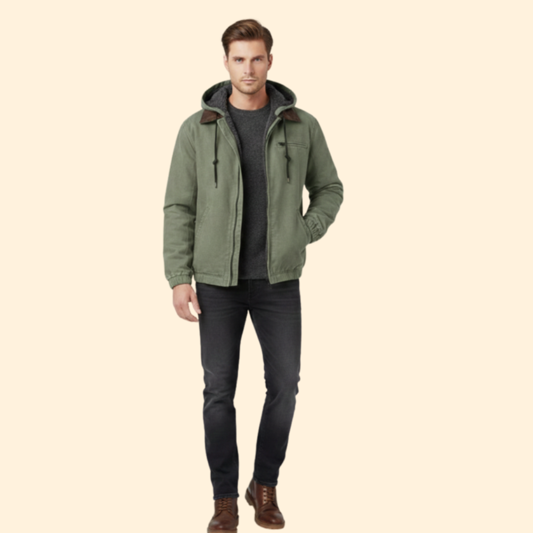 Men’s Hooded Jacket with Zipper Closure