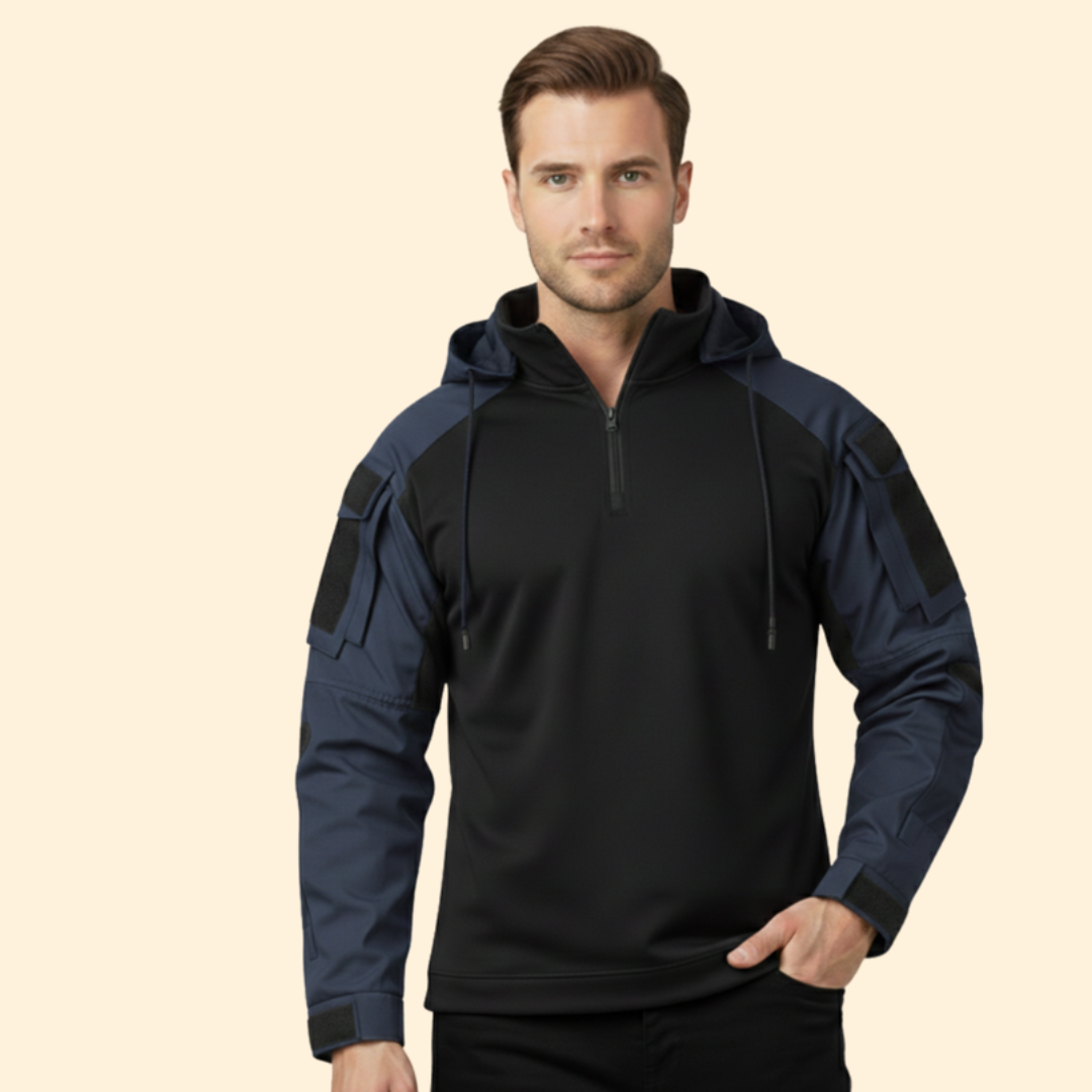 Men’s Hooded Tactical Jacket with Half Zipper