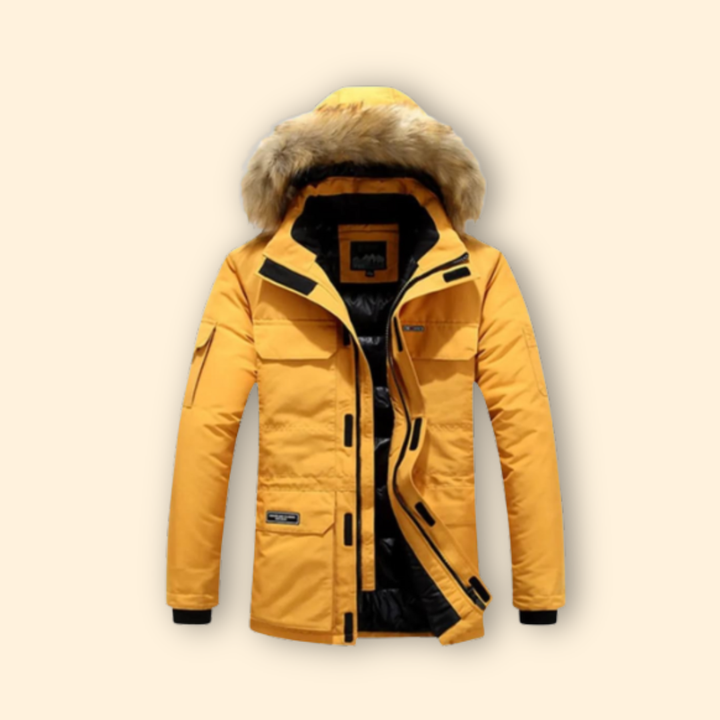 Men’s Parka with Hood and Zipper Closure