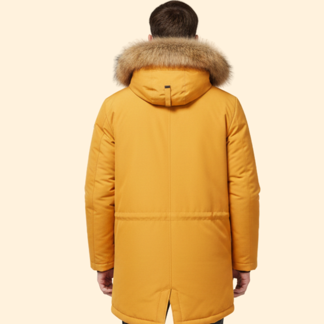 Men’s Parka with Hood and Zipper Closure
