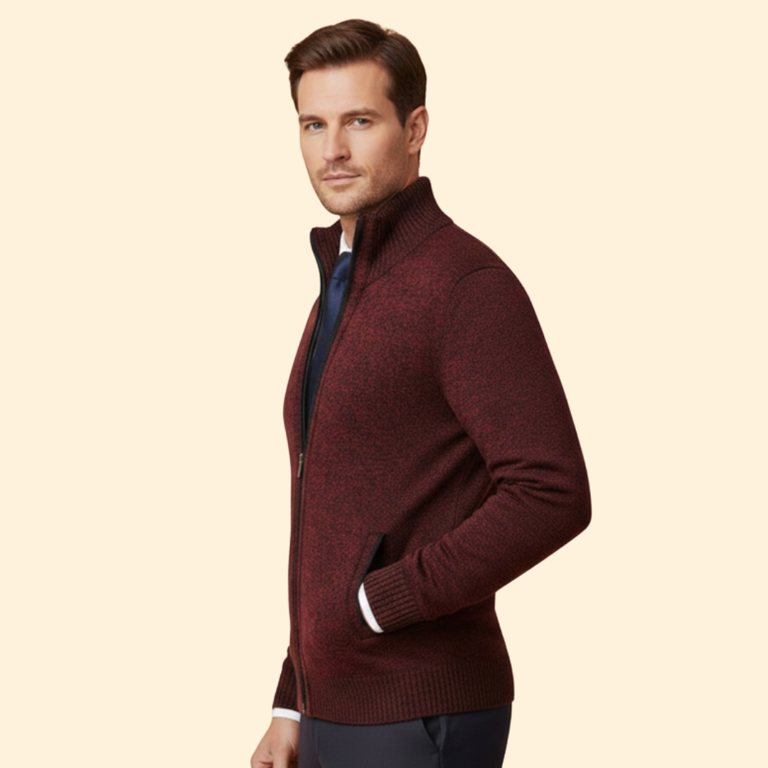 Men’s Jacket with Stand-Up Collar and Zipper