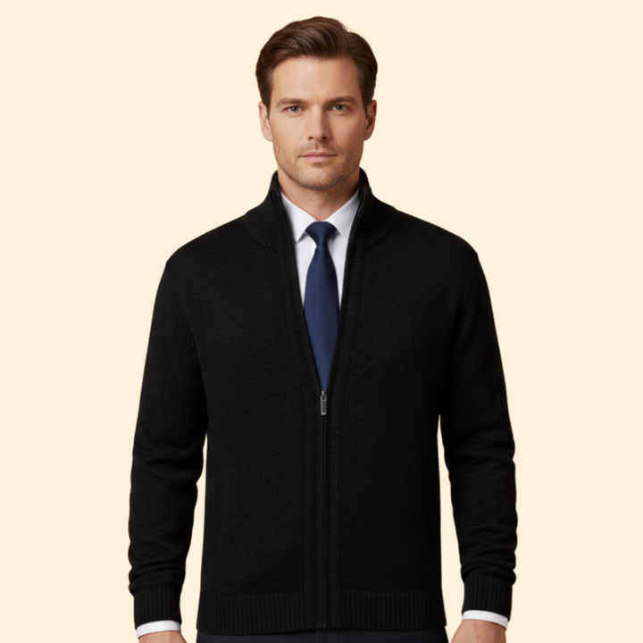 Men’s Jacket with Stand-Up Collar and Zipper
