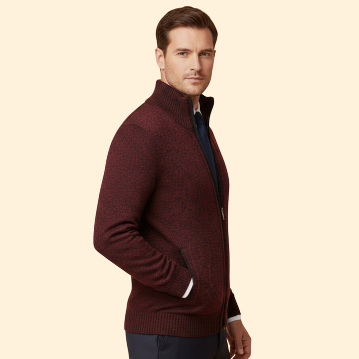 Men’s Jacket with Stand-Up Collar and Zipper